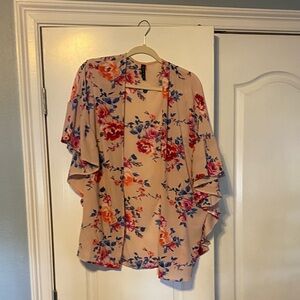 Floral Kimono Cardigan in Blush Pink